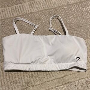 Gymshark White Sports Bra with Supportive Band and Spaghetti Straps